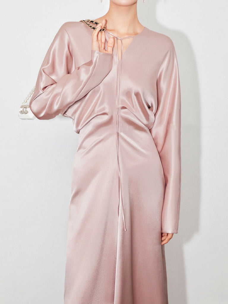 Pre-order Draped maxi dress in pale pink