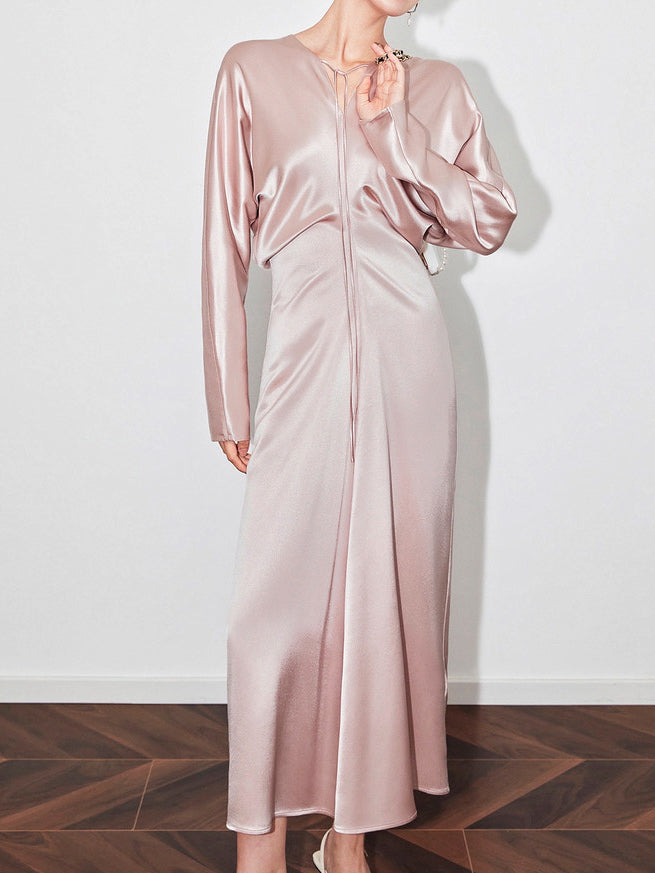 Pre-order Draped maxi dress in pale pink