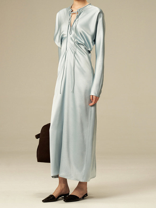 Pre-order Draped maxi dress in baby blue