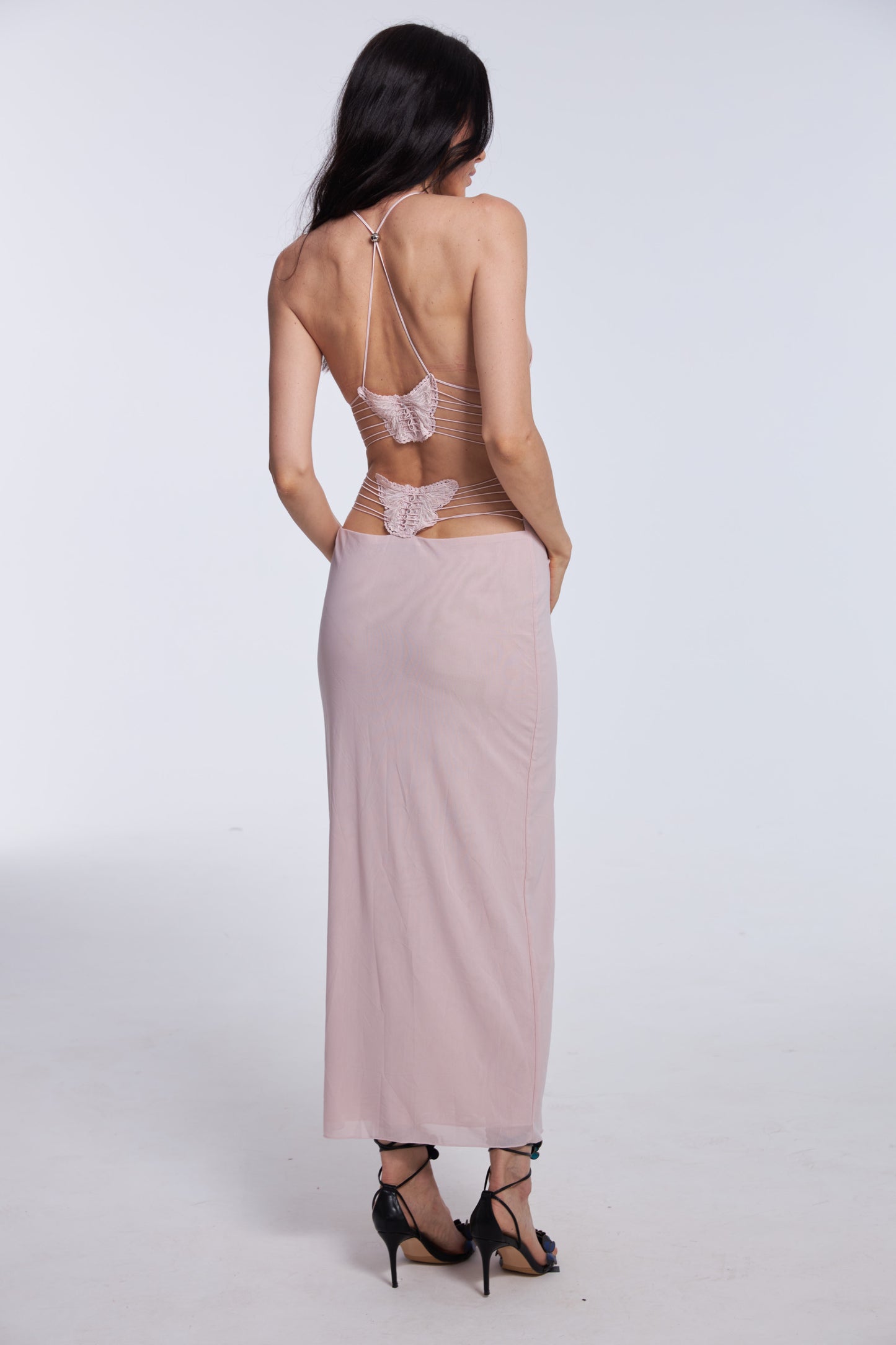 Pink Butterfly String-Back Dress