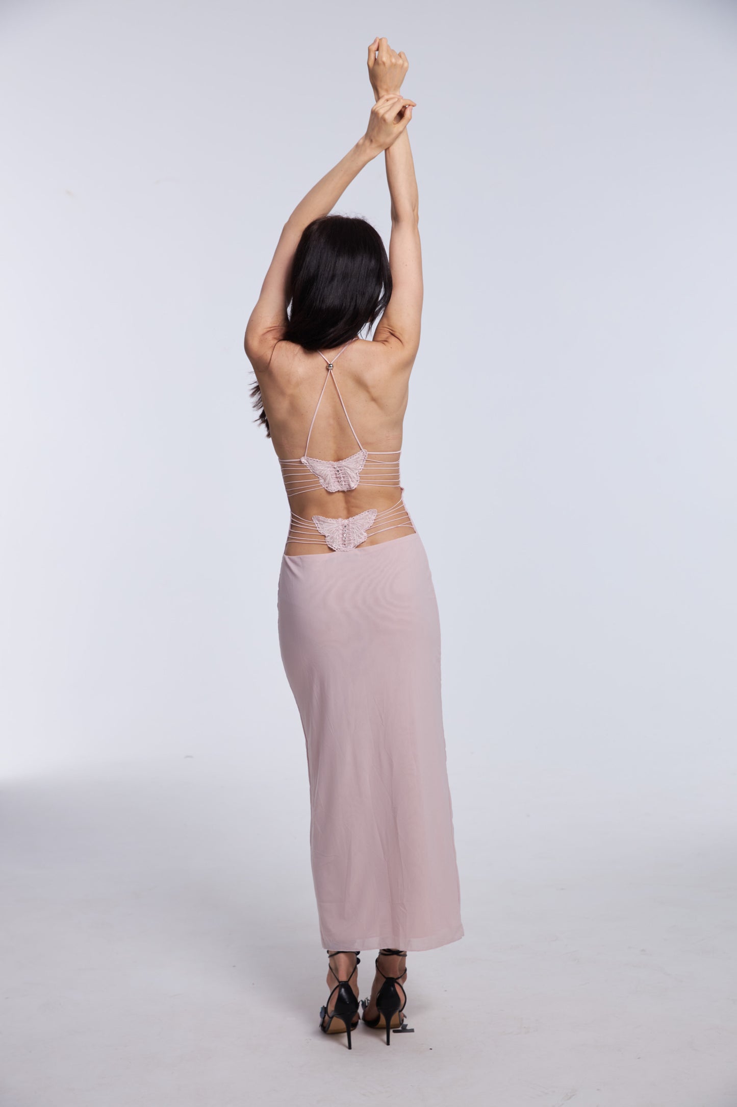 Pink Butterfly String-Back Dress