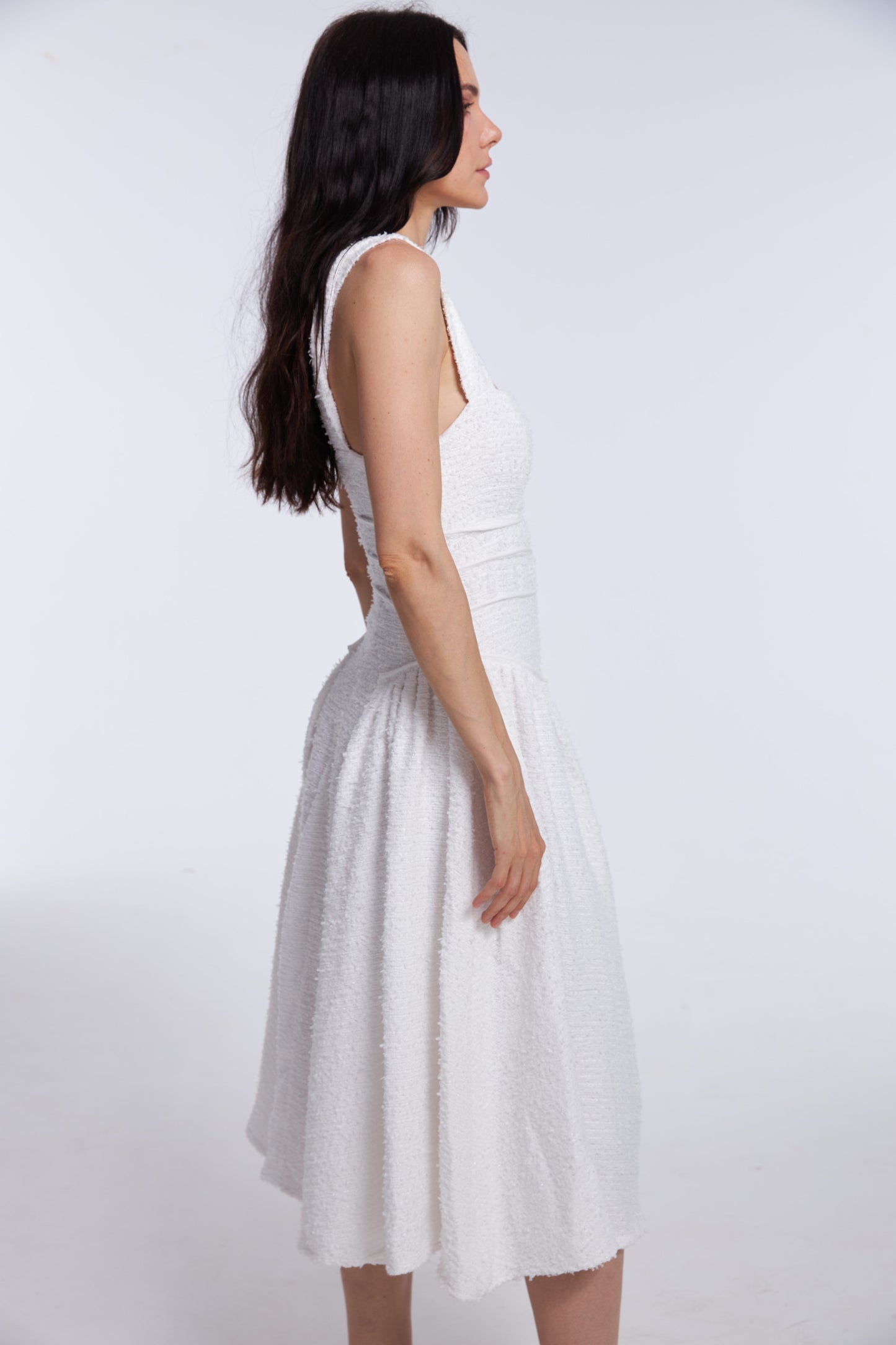 Timeless A-Line White Tweed Dress