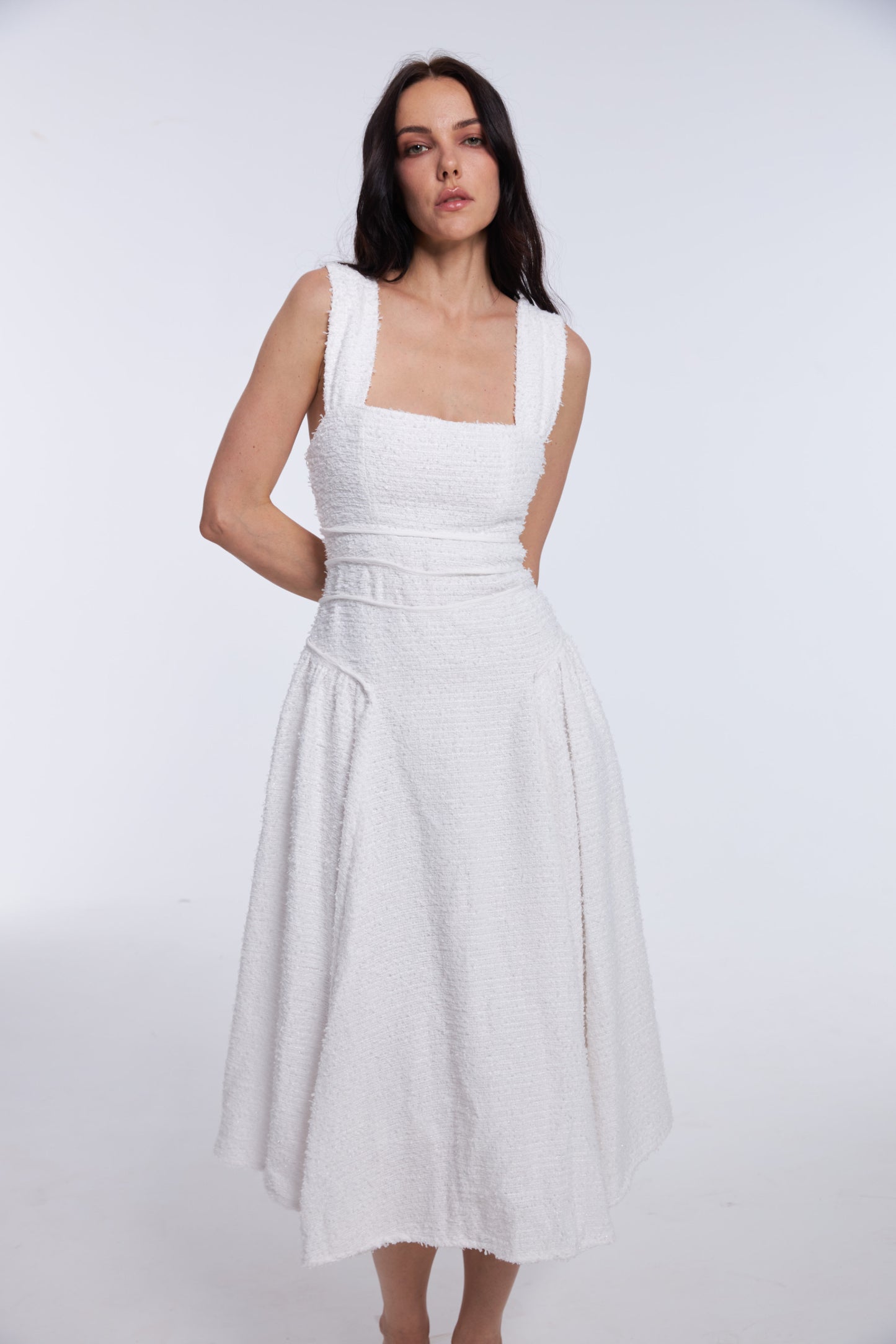 Timeless A-Line White Tweed Dress