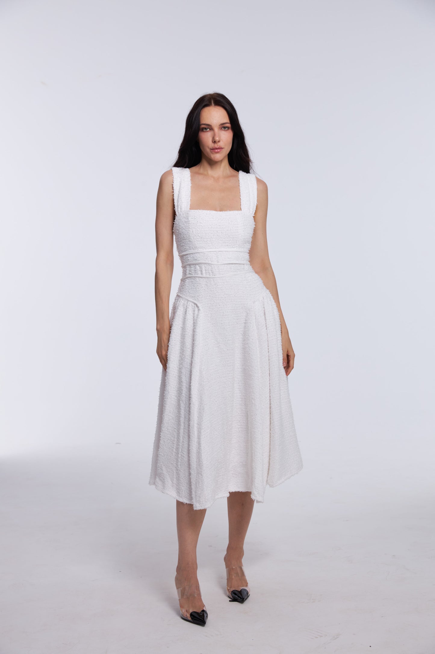 Timeless A-Line White Tweed Dress