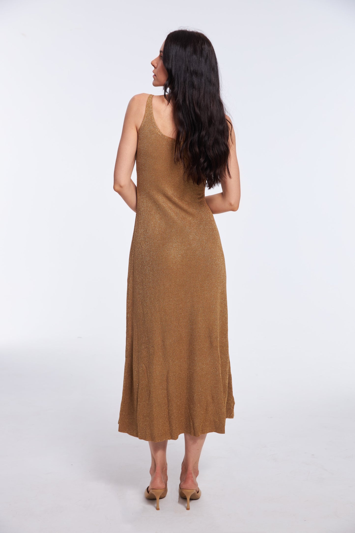 Glitter Golden Brown Maxi Dress